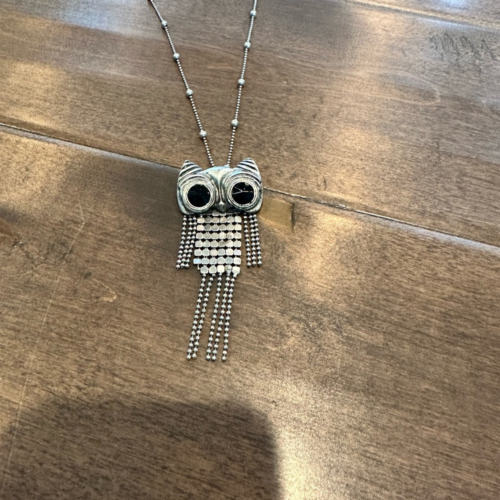 Owl necklace- black and silver